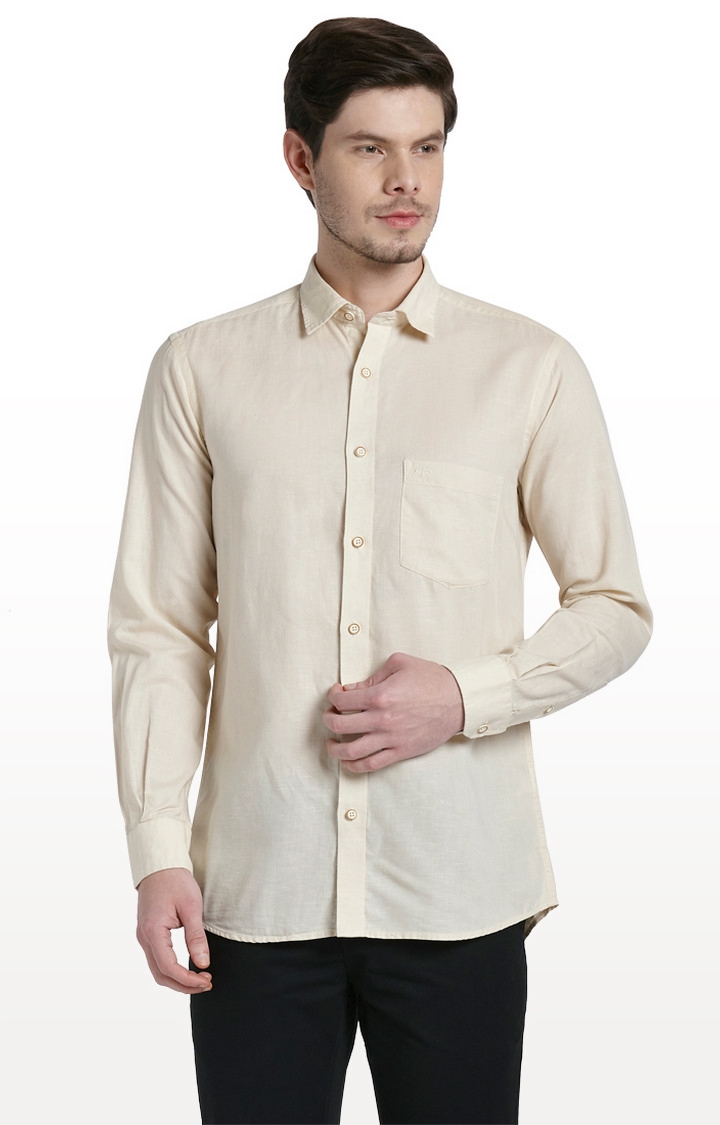 ColorPlus | Beige Solid Tailored Fit Casual Shirt 0