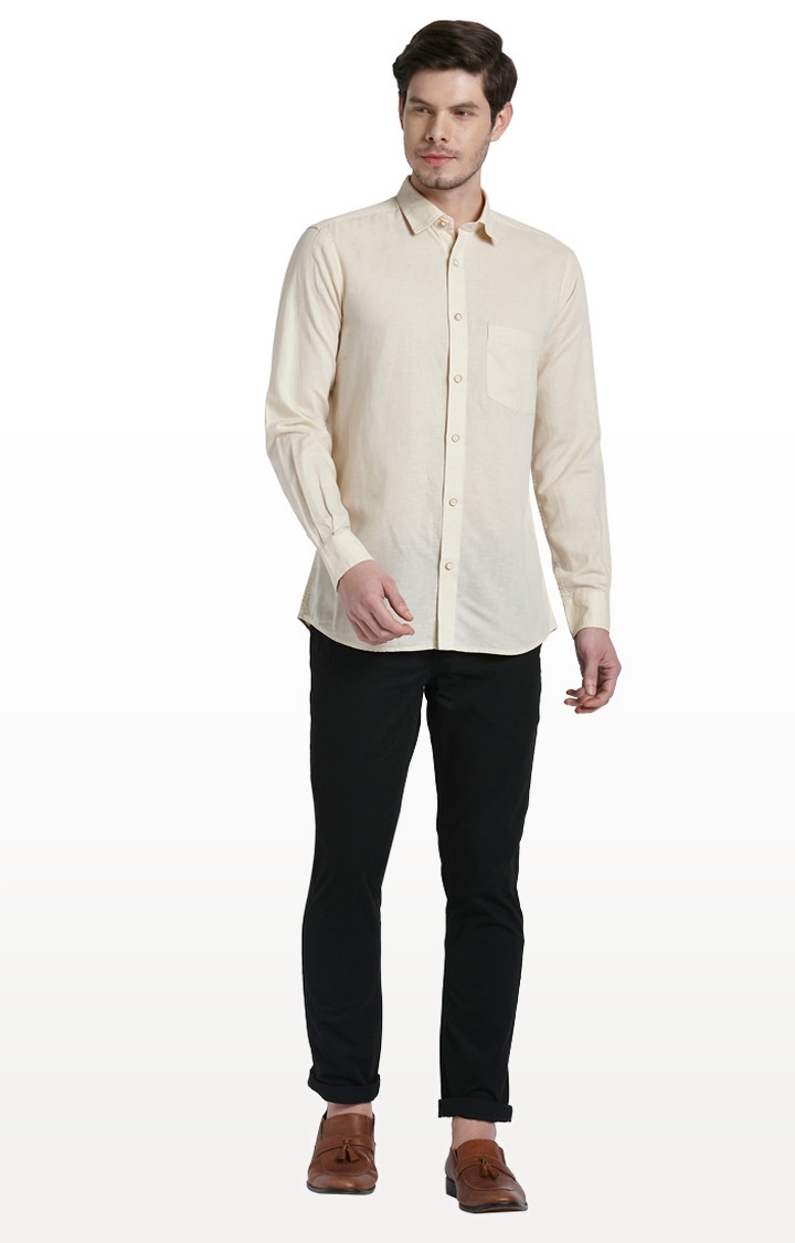 ColorPlus | Beige Solid Tailored Fit Casual Shirt 1
