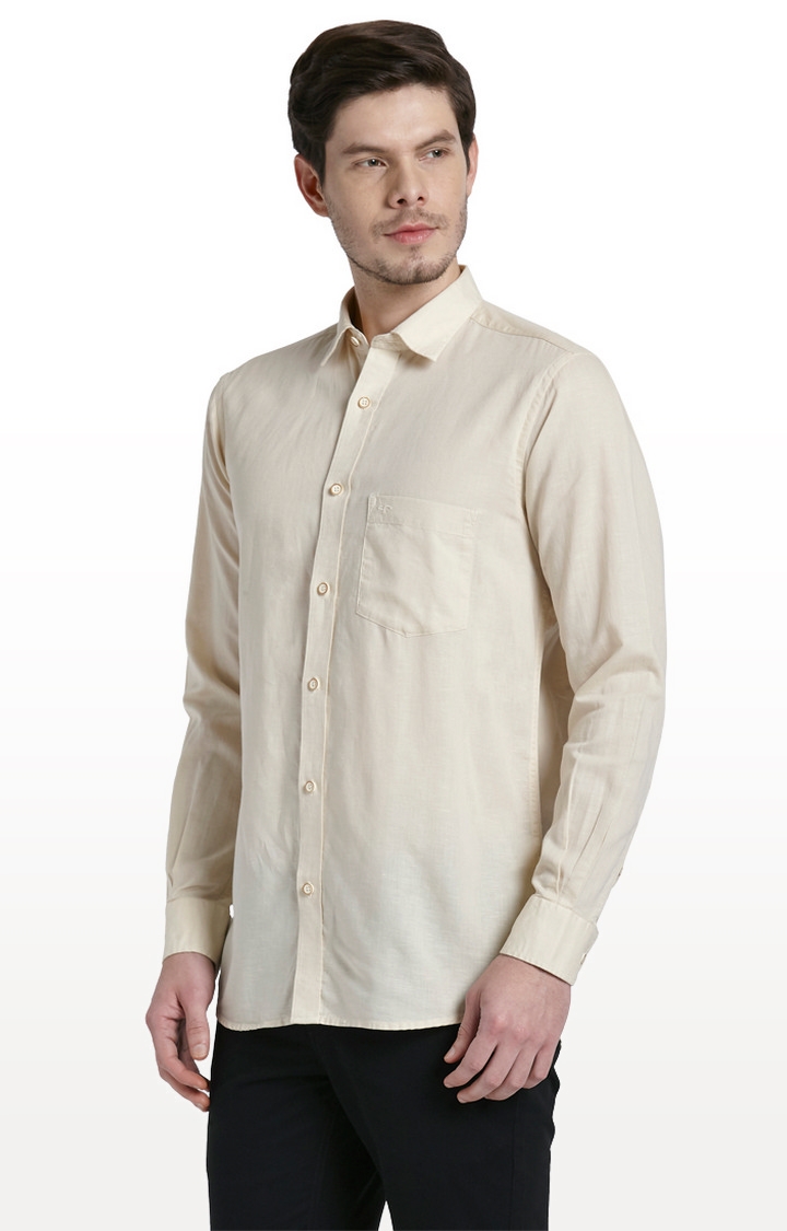 ColorPlus | Beige Solid Tailored Fit Casual Shirt 2