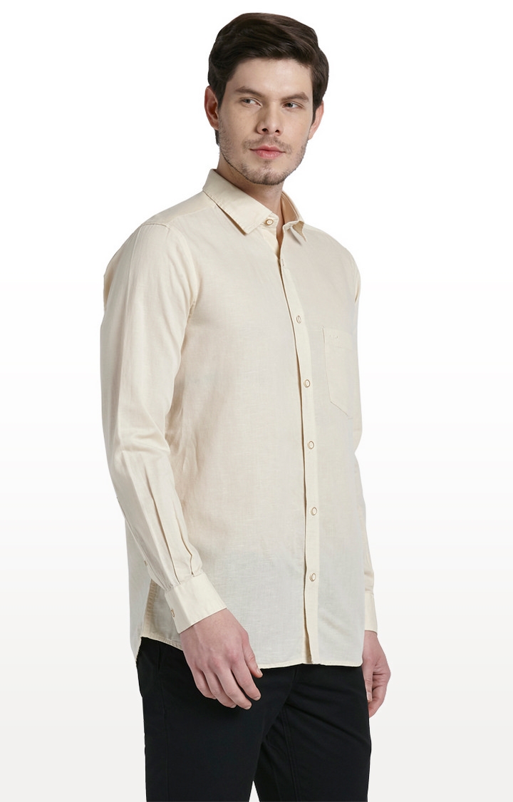ColorPlus | Beige Solid Tailored Fit Casual Shirt 3