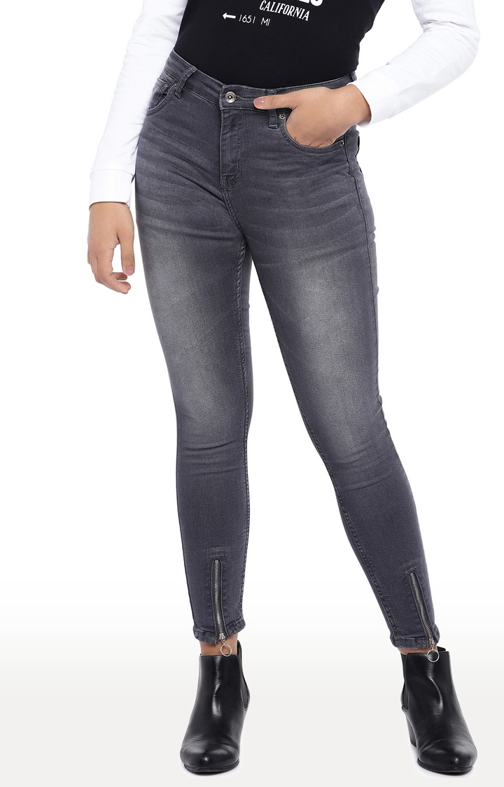 globus | Grey Solid Slim Fit Jeans 0