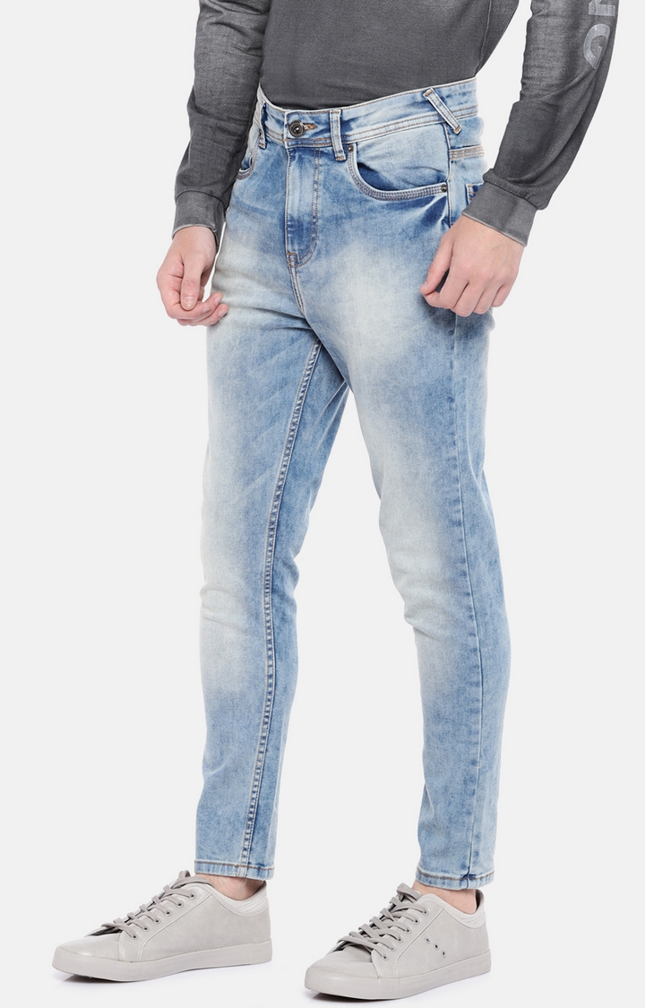 globus | Blue Solid Tapered Jeans 2