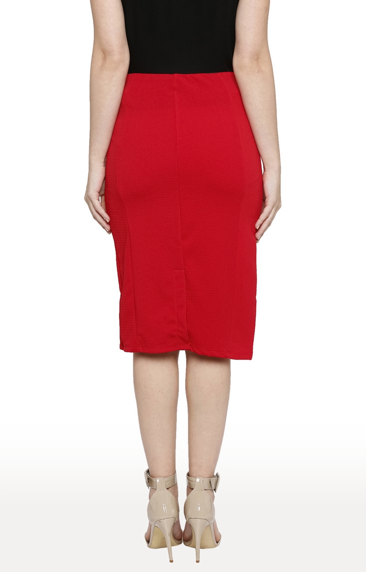 globus | Red Solid Straight Skirt 3