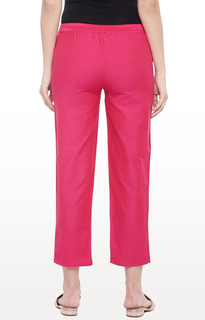 globus | Women's Pink Cotton Solid Trousers 3