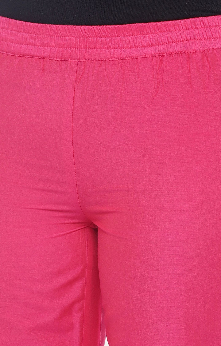 globus | Women's Pink Cotton Solid Trousers 4