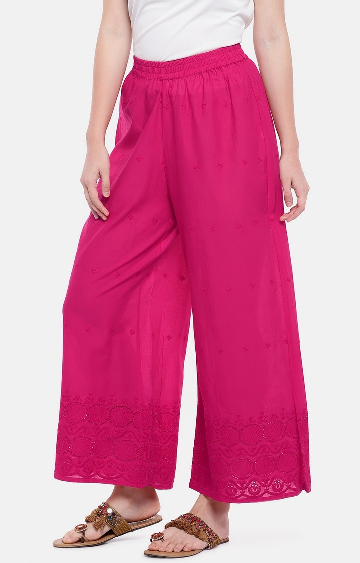 globus | Pink Embroidered Palazzos 2