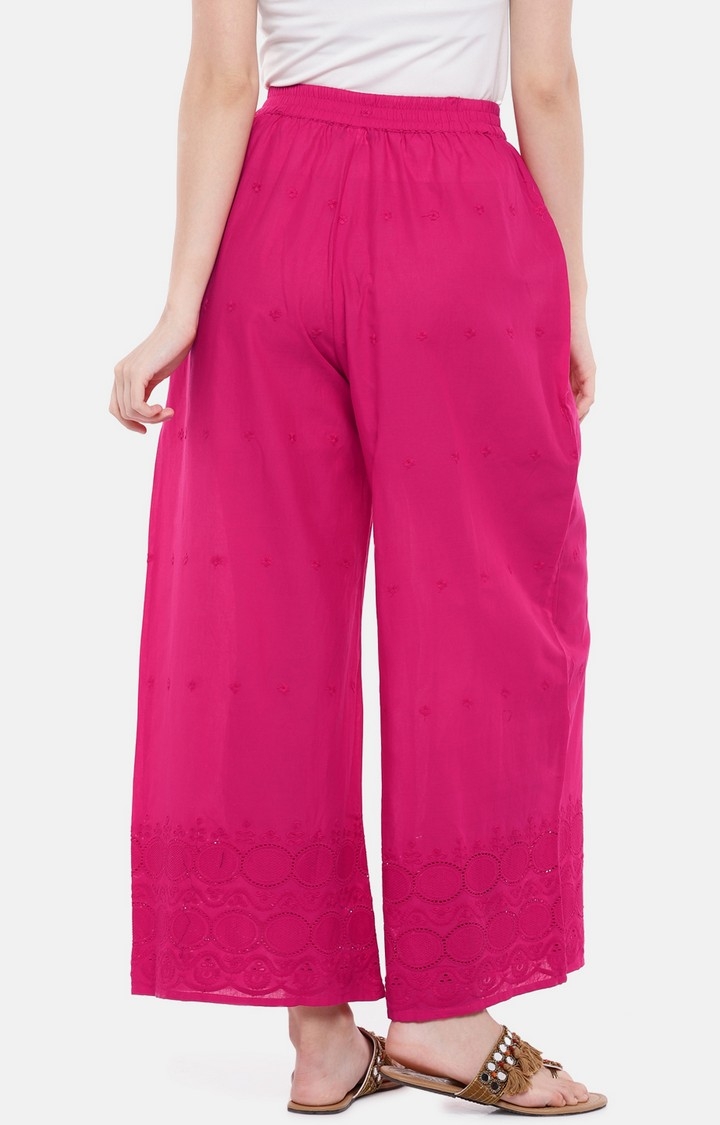 globus | Pink Embroidered Palazzos 3