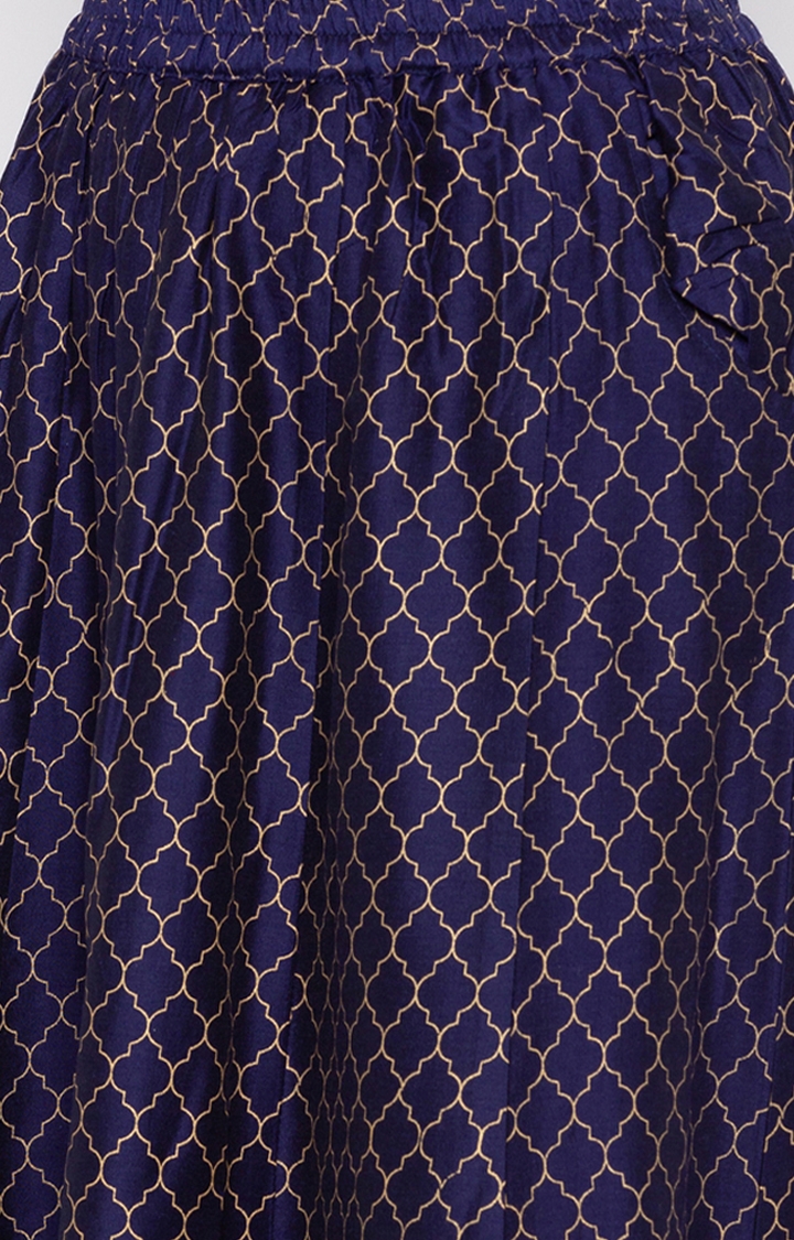 globus | Blue Printed Flared Skirt 4