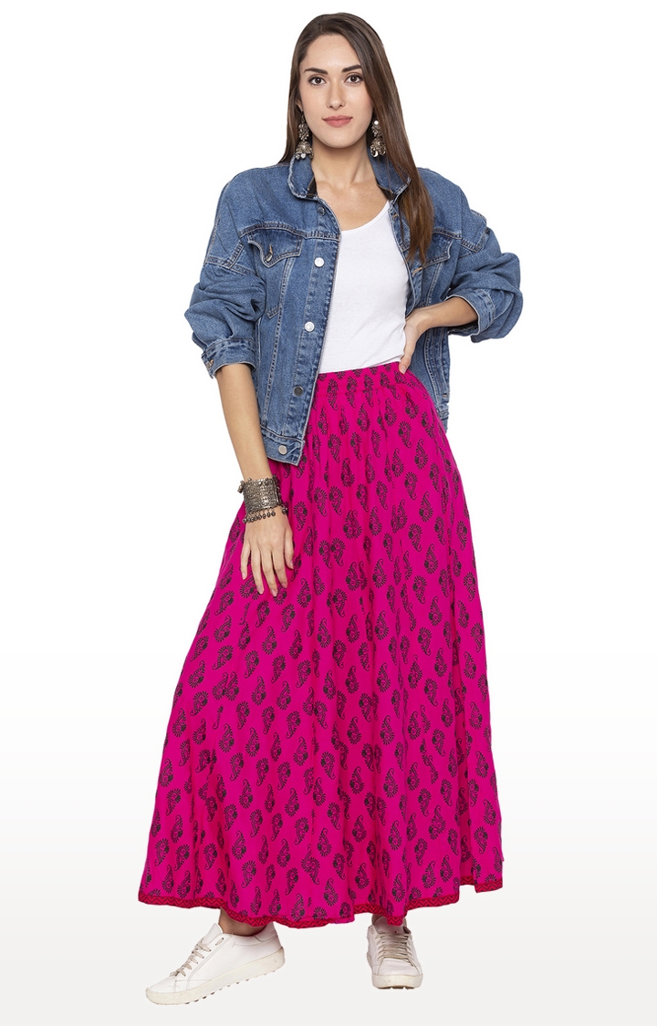 globus | Pink Printed Flared Skirt 1