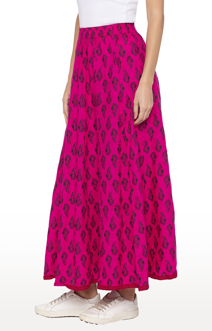 globus | Pink Printed Flared Skirt 2