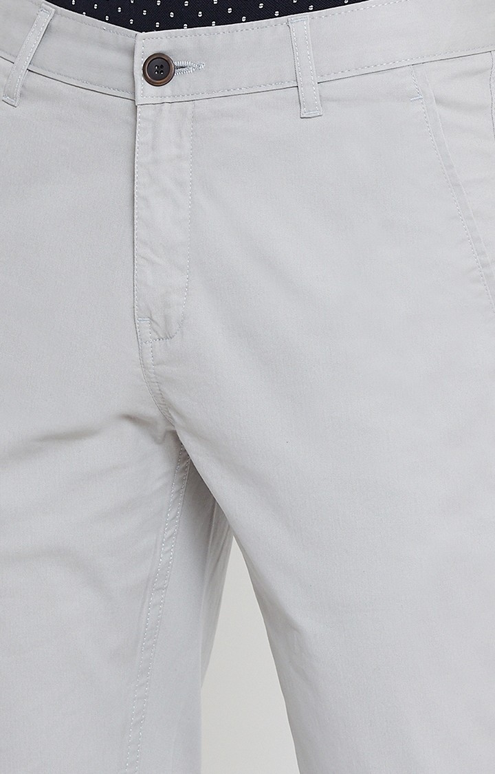 Grey Solid Tapered Chinos