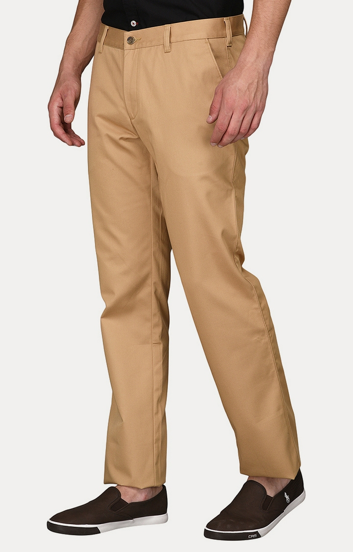 Greenfibre | khaki Self Textured Slim Fit Casual Trouser | Greenfibre 1