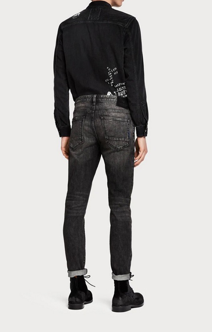 Black Ripped Tapered Jeans