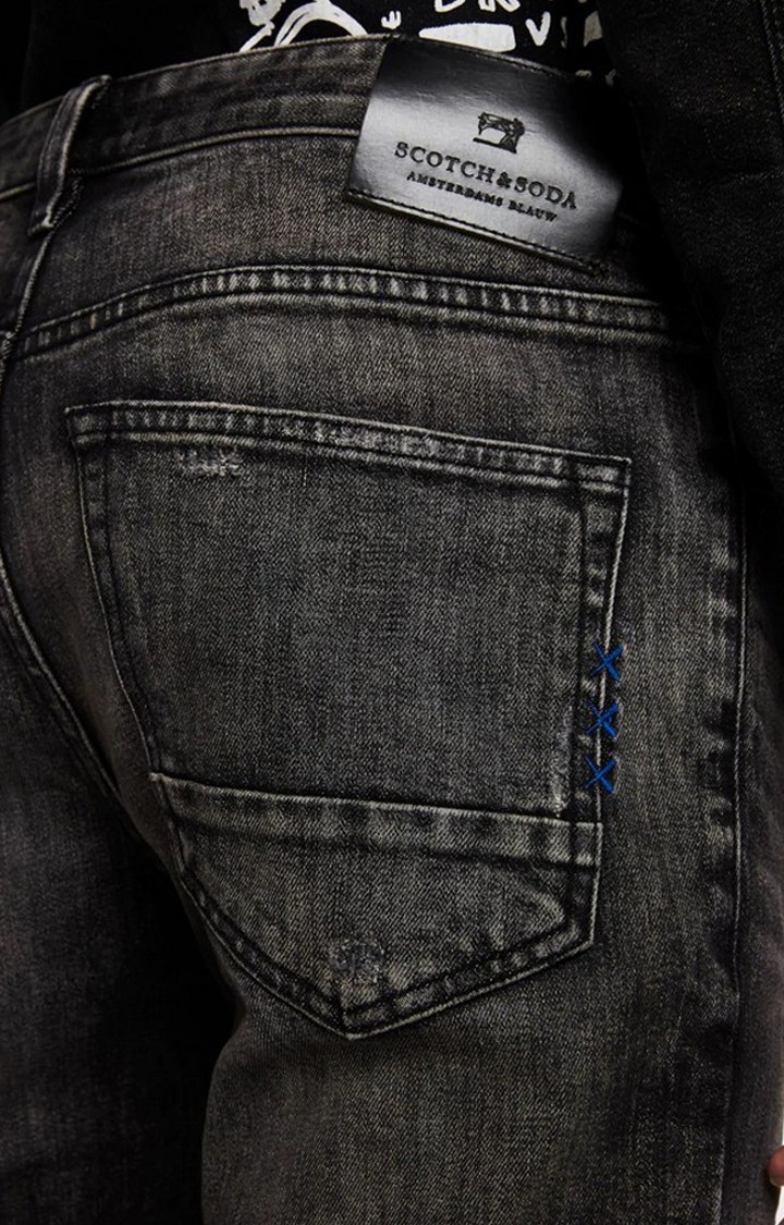 Black Ripped Tapered Jeans