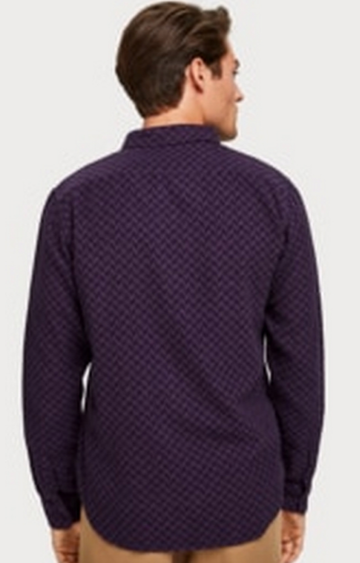 Purple Brushed Regular Fit Cotton Shirt