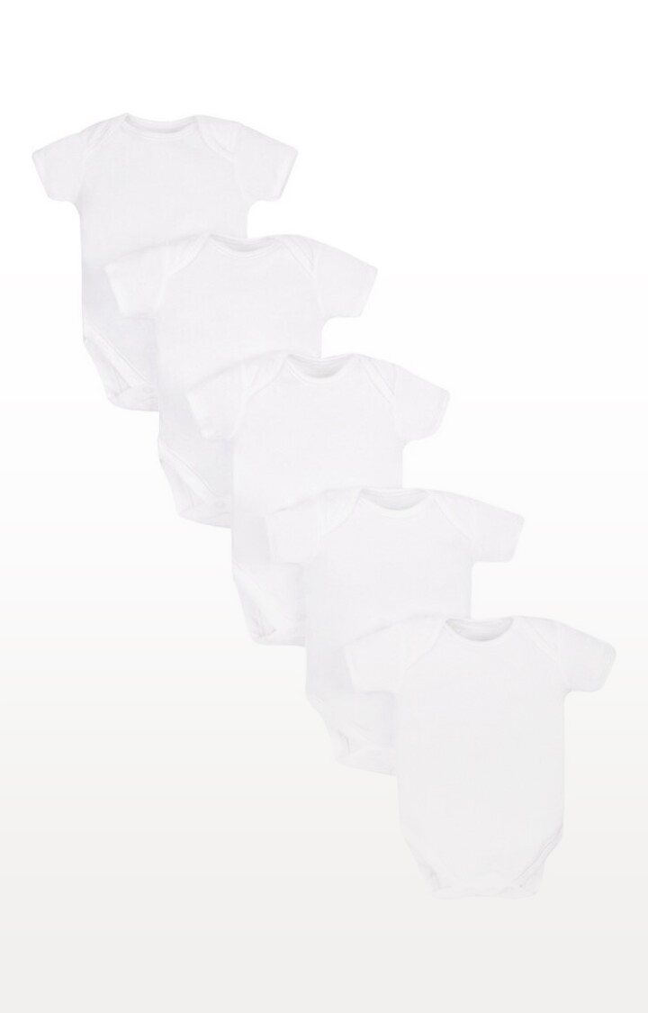White Printed Bodysuits - Pack of 5