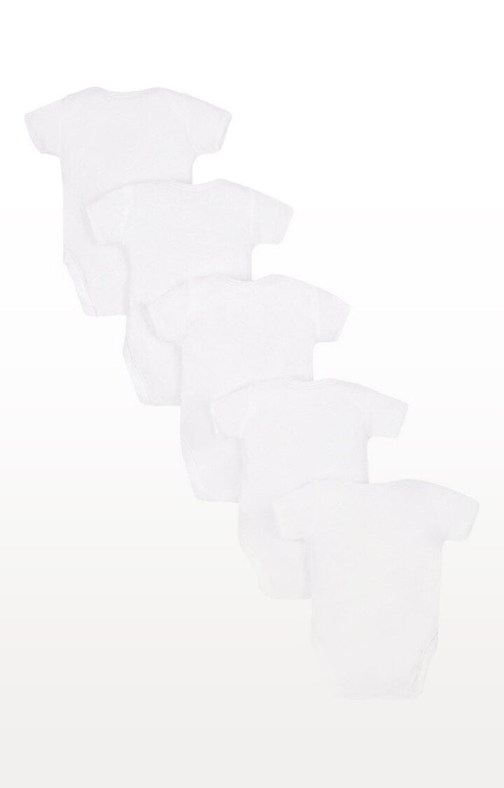 White Printed Bodysuits - Pack of 5