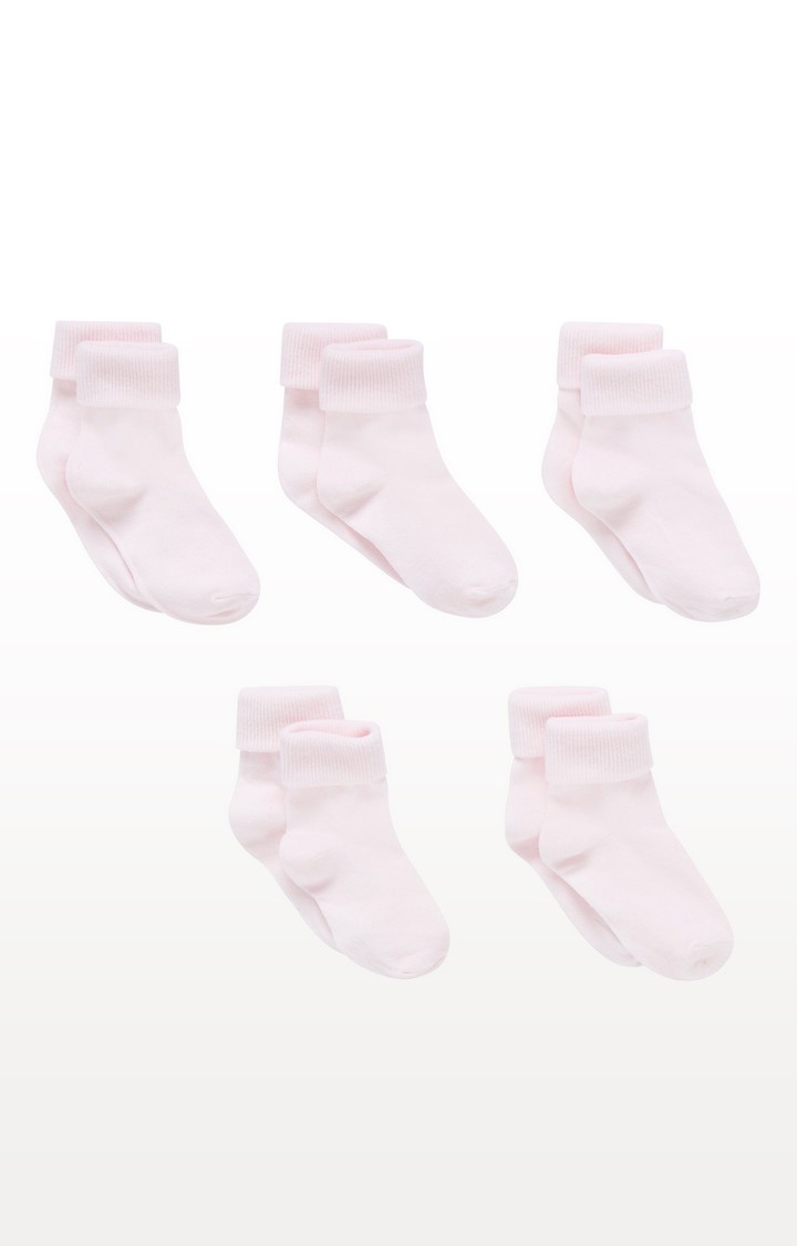 Pink Turn-Over-Top Socks - 5 Pack