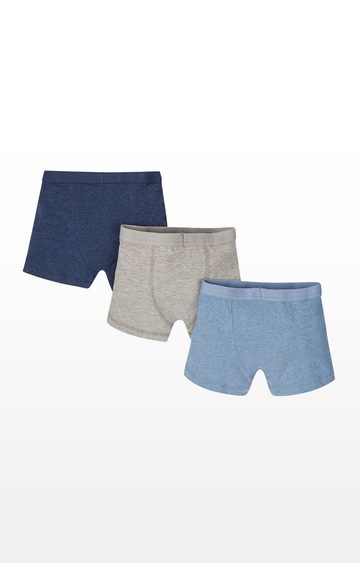 Mothercare | Navy, Blue and Grey Marl Briefs - 3 Pack 0