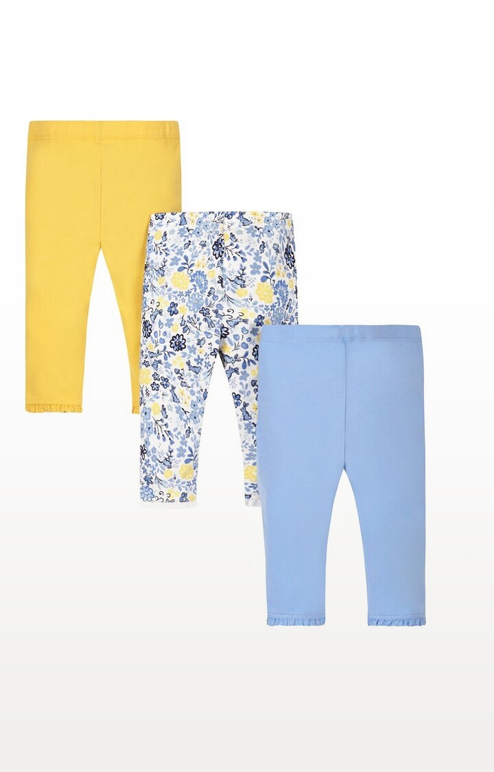Mothercare | Blue Floral Leggings - Pack of 3 0