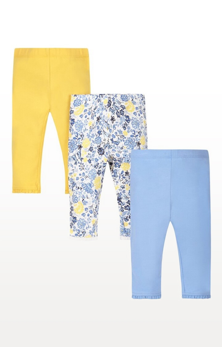 Mothercare | Blue Floral Leggings - Pack of 3 1