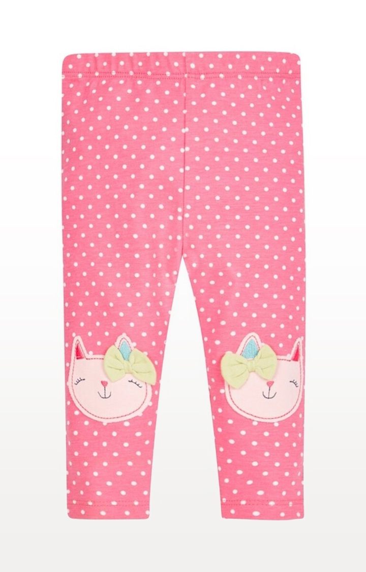 Mothercare | Pink Printed Knee Patch Leggings 0
