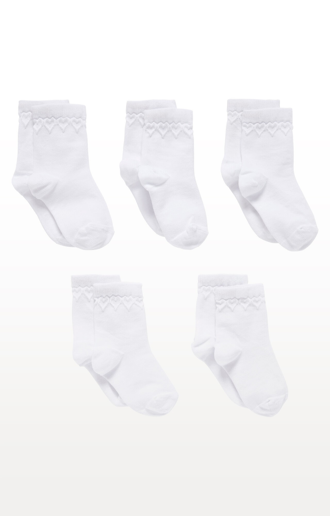 Mothercare | White Heart Socks - Pack of 5 0