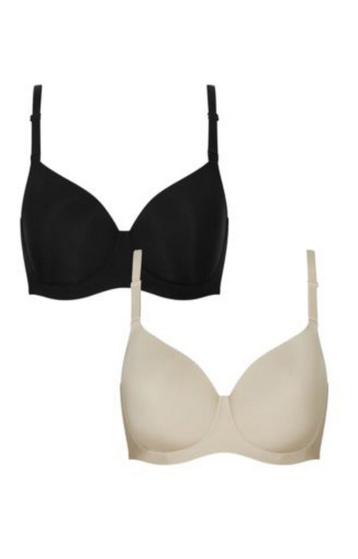 Black and Beige Basic Bra - Pack of 2