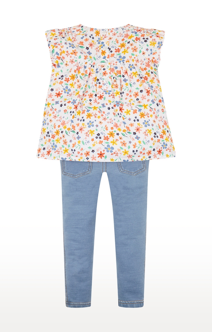 Mothercare | White and Blue Printed Top and Pant Set 3
