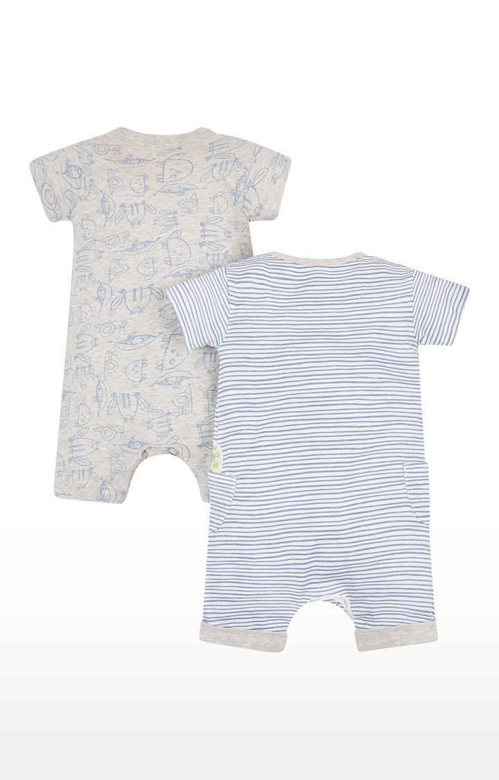 Mothercare | Grey and Blue Printed Romper - Pack of 2 3