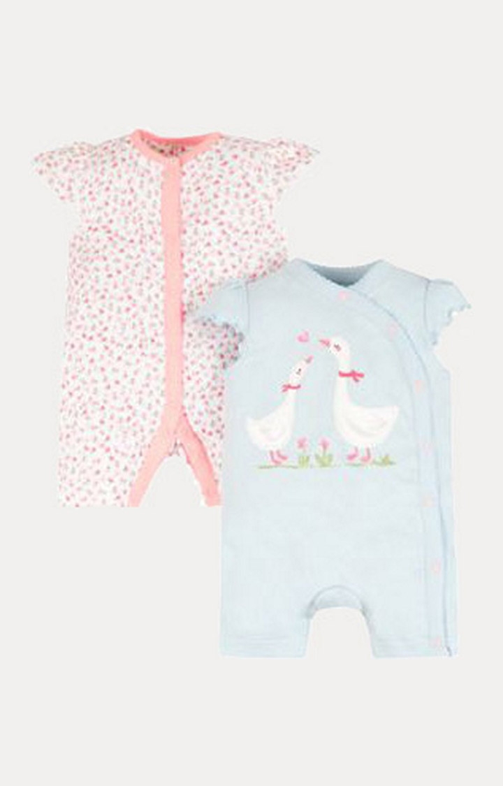Mothercare | Floral Geese Rompers - 2 Pack 0