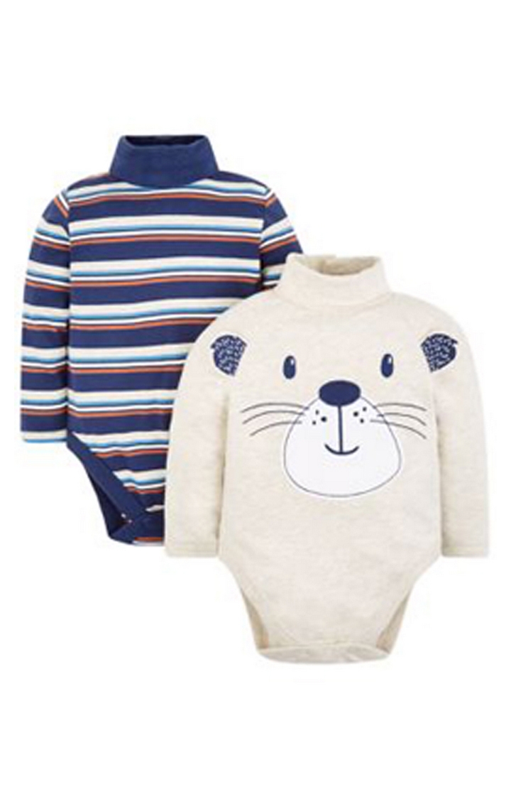 Mothercare | Grey Striped Bodysuits - 2 Pack 0