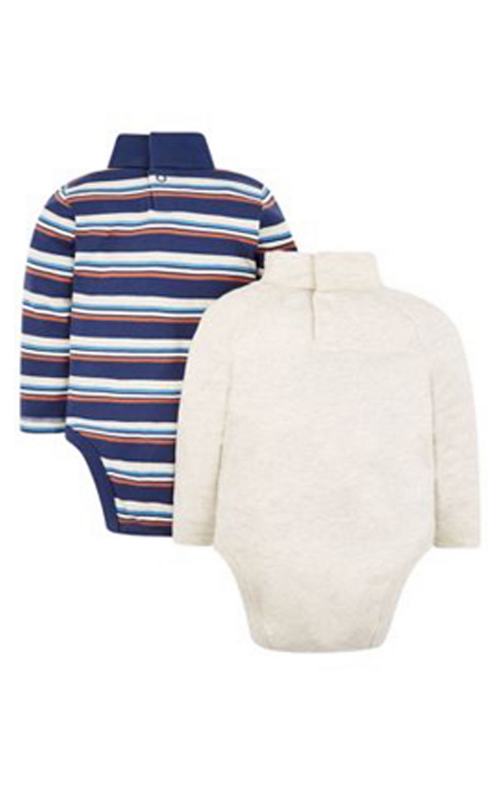 Mothercare | Grey Striped Bodysuits - 2 Pack 1