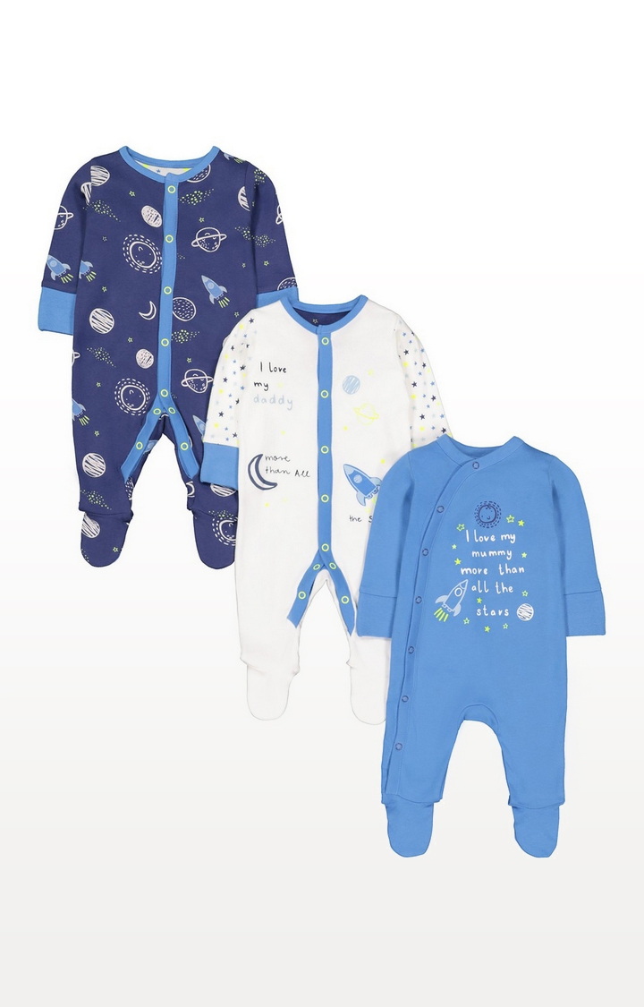 Mothercare | Mummy And Daddy Space Sleepsuits - 3 Pack 0