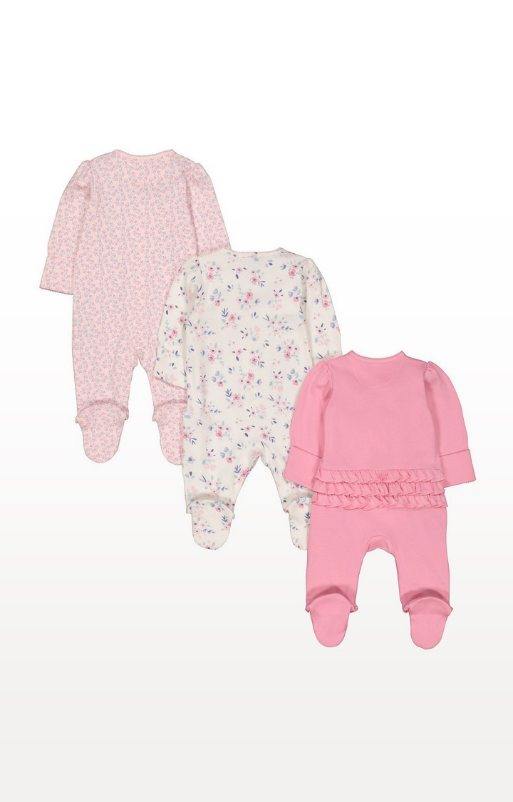 Little And Loved Floral Sleepsuits - 3 Pack