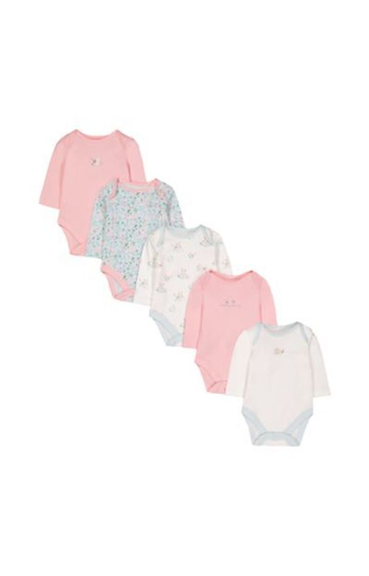 Mothercare | Floral Bunny Bodysuits - 5 Pack 0