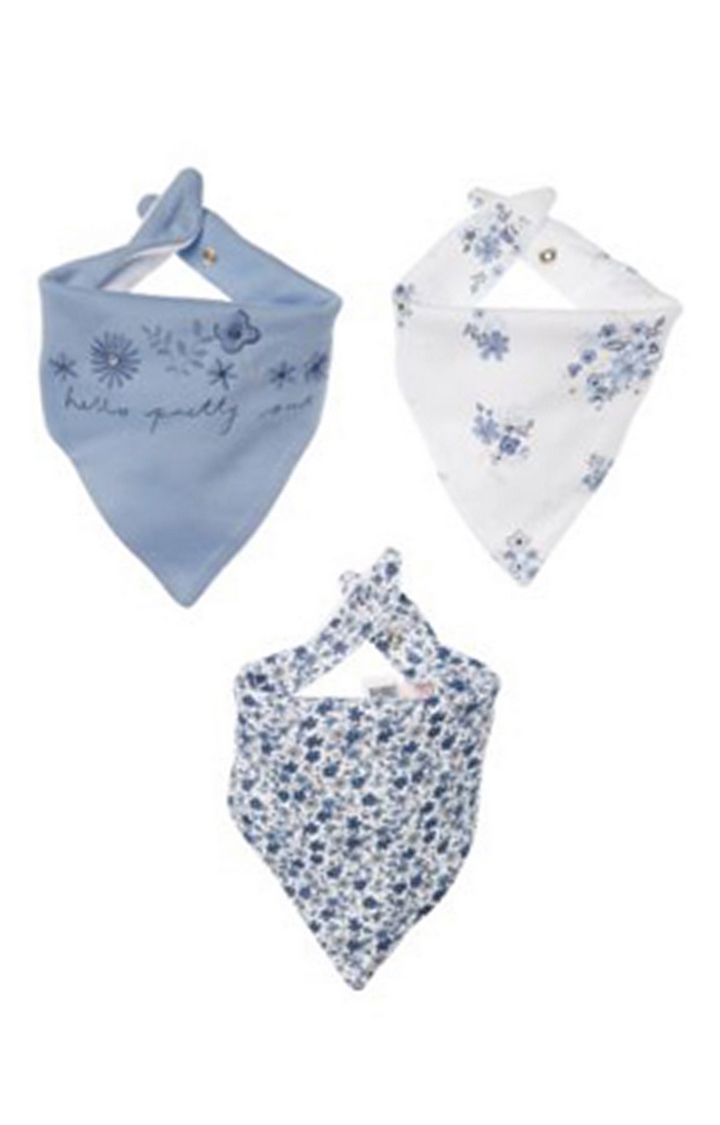 Mothercare | White and Blue Printed Bibs - Pack of 3 0