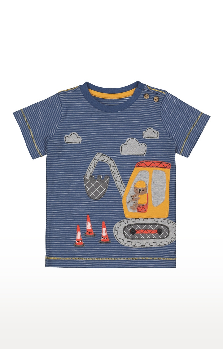 Mothercare | Blue Stripe Digger T-Shirt 0