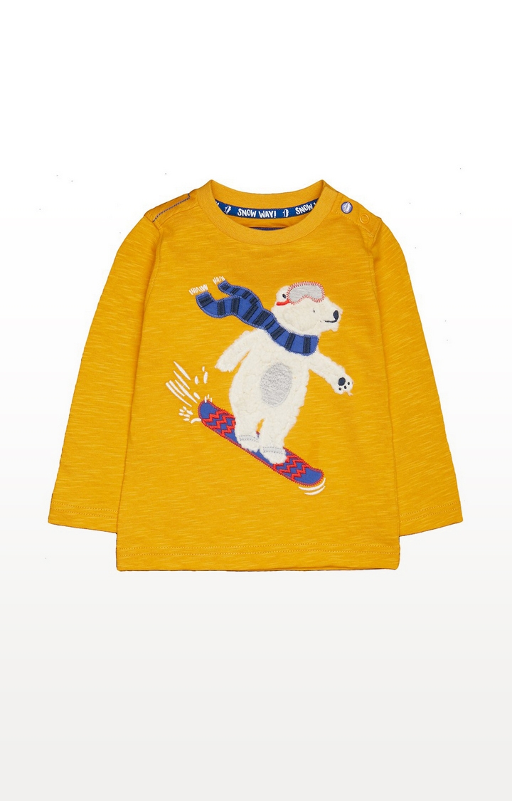 Mothercare | Mustard Polar Bear Snowboard T-Shirt 0