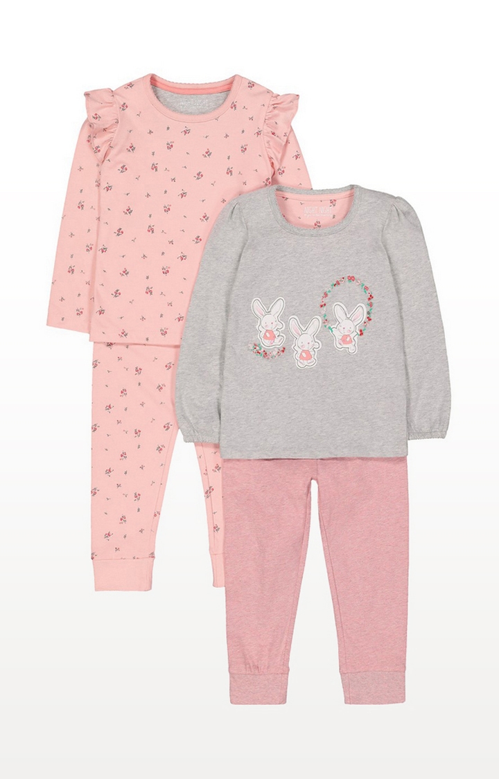 Mothercare | Floral Bunny Pyjamas - 2 Pack 0