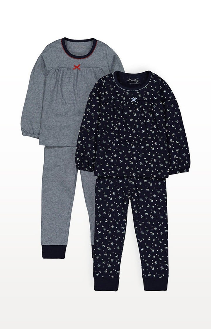 Heritage Navy Floral Pyjamas - 2 Pack