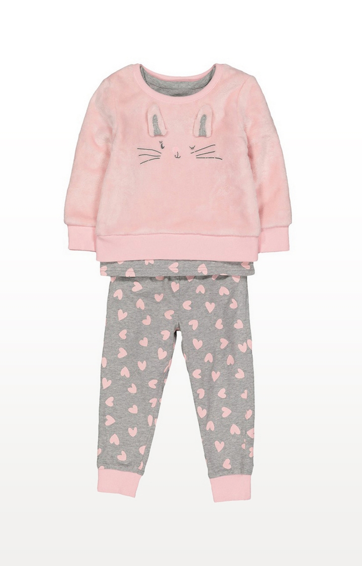 Mothercare | Pink Fluffy Bunny 3-Piece Pyjama Set 0