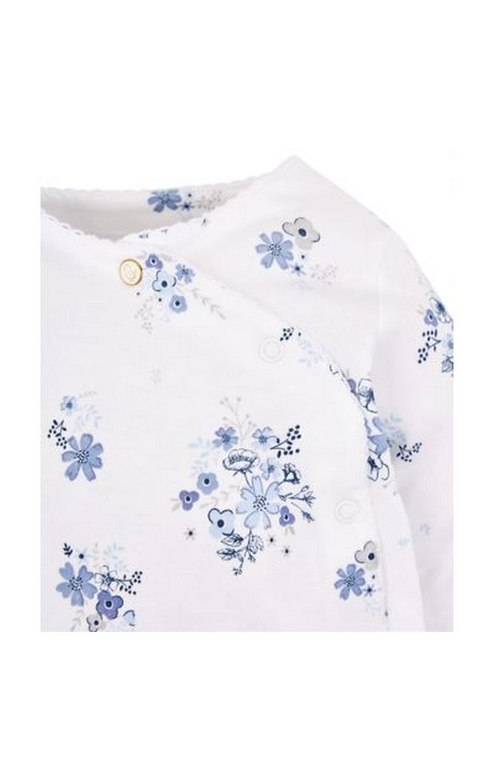 Mothercare | White And Blue Floral All In One And Hat Set 2