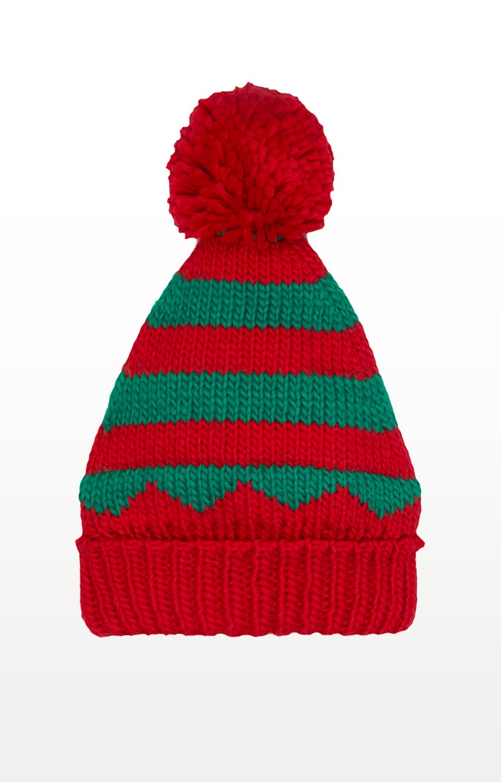 Mothercare | Red And Green Stripe Elf Beanie Hat 0
