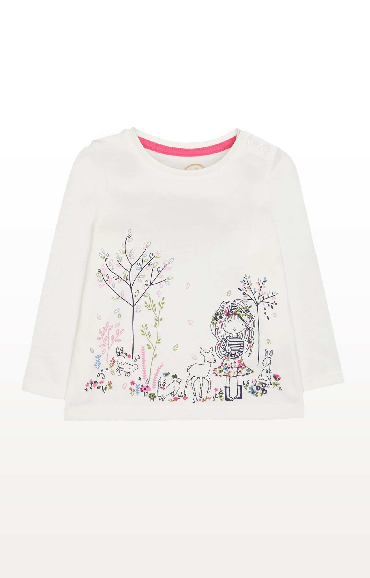 White Printed Woodland Animals T-shirt