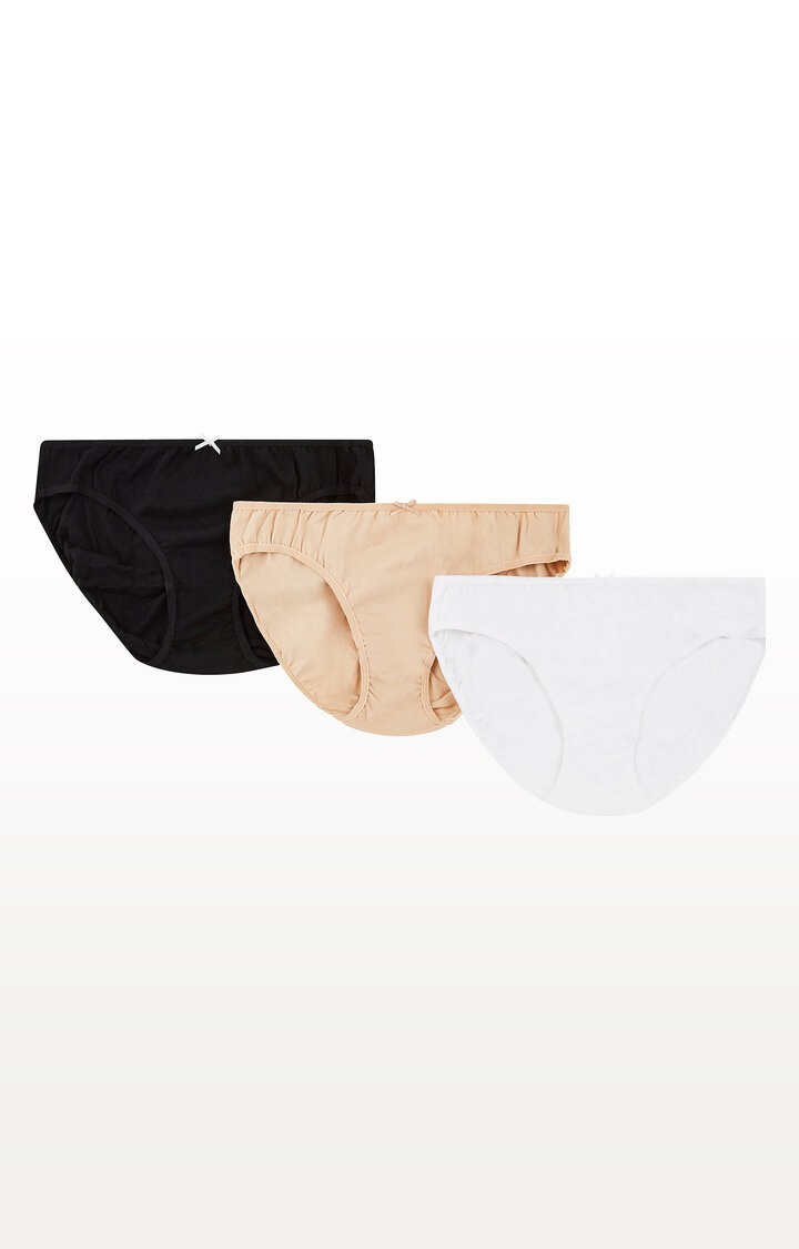 Beige, Black and White Maternity Mini Briefs - 3 Pack