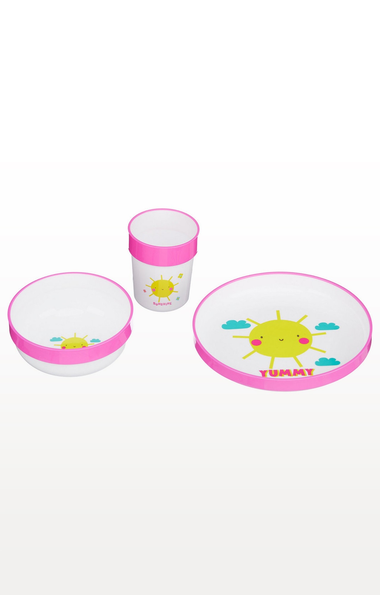 Mothercare | Pink and White Three-Piece Feeding Set 0