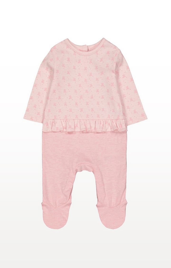 Mothercare | My First Pink Bear Mock Frill Top All In One 0