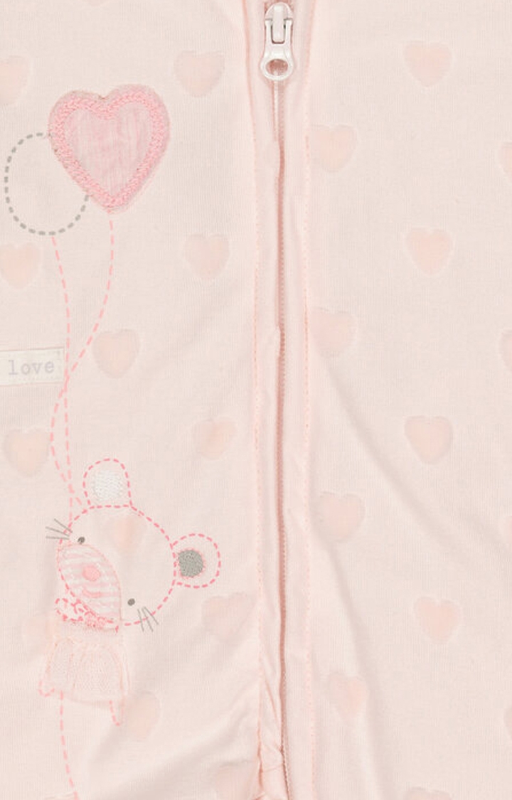 Mothercare | My First Little Mouse and Hearts Pink Velour Pramsuit 2