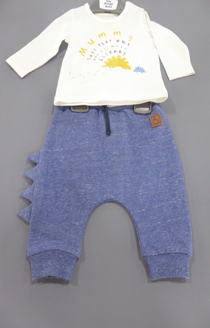 White & Blue Printed Twin Set